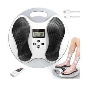 Foot Massager for Neuropathy, EMS Foot Stimulator for Circulation and Pain Relief, Electric Feet Calf Massager with 4 TENS Unit Muscle Stimulator Pads, Transcutaneous Electrical Nerve Stimulator