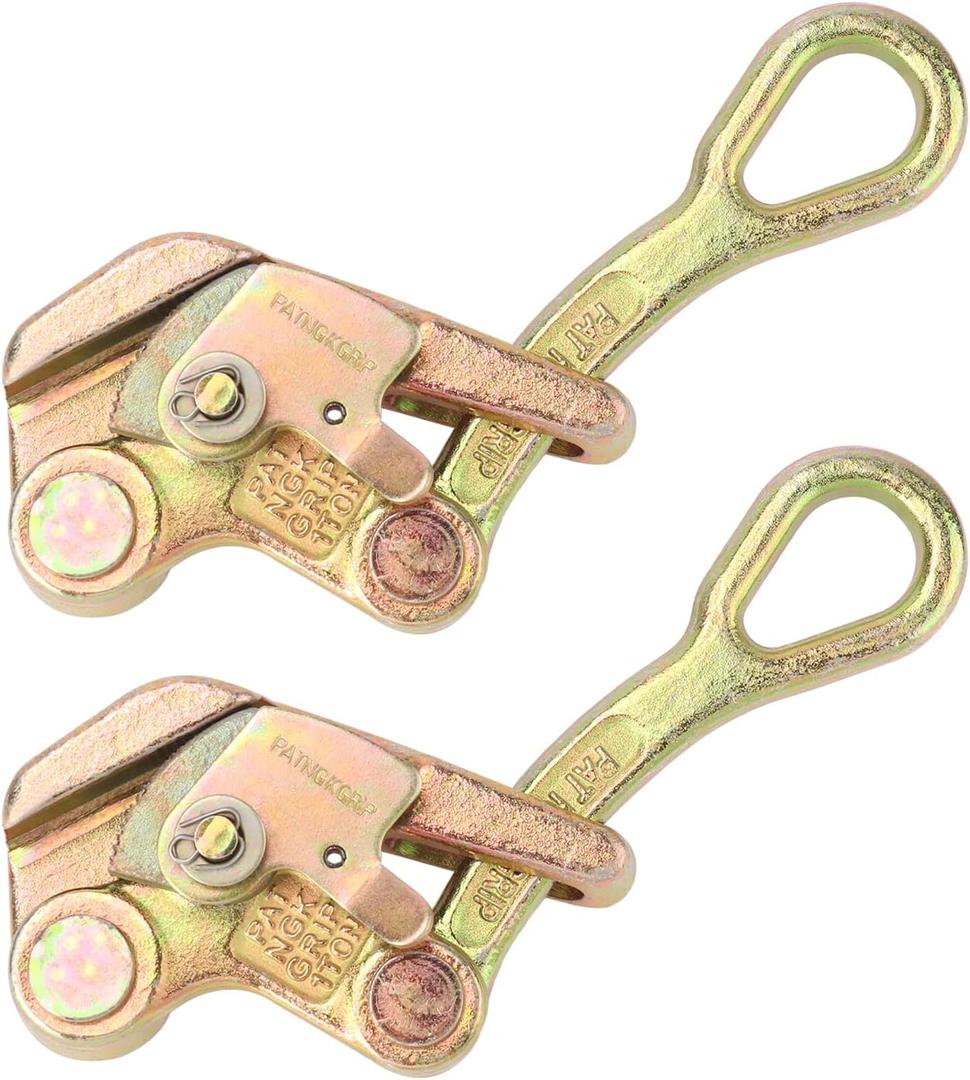 2 Pack 2T Cable Grip, 4409 lbs Wire Gripper, Wire Rope Tightener, Cable Pulling Tool, Carbon Steel Wire Stretcher with Swing Latch, Steel Cable Puller Tool for Wire Rope, Electricity, Industry