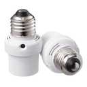 DEWENWILS Light Sensor Socket, E26/E27 Socket Adapter, Automatic Dusk to Dawn, Double Sensors for Porch/Wall Light Fixtures, Compatible with Incandescent/CFL/LED/Halogen, 2 Pack, White, ETL Listed