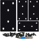 QSJ 4 Pack Black Flat Mending Plate,Six-Hole Metal Bracket, Straight Steel Brace 3.94 x 1.97'', Fixing Joining Plate for Wood with 24PCS Screws, 1x Screwdriver.