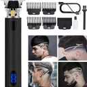 Professional Hair Trimmer for Men, Beard Trimmer Hair Clippers for Men, Cordless Rechargeable Hair Trimmer Metal Body Cutting Grooming Kit,Beard Shaver Barbershop (Black with LCD)