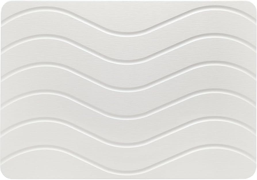 Diatomaceous Earth Bath Mat, Anti Slip Stone Shower Mat for Bathroom and Kitchen, Fast Drying, 22.4 x 15.4 inches (White)