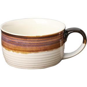 White & Brown Oversized Coffee Mug 24 OZ Soup Mug Large Porcelain Soup Bowls with Handles XXL Cereal 700 ML Ceramic Large Coffee Tea Cup
