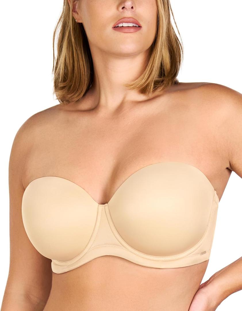 HSIA Strapless Bras for Women Large Breasts Non Slip Full Coverage Underwire Supportive Multiway Strapless Bra Plus Size (Beige)