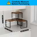 Golener Countertop Organizer Corner Shelf, 2 Tier Adjustable Stackable Corner Shelves for Kitchen, Bathroom, Spice Rack, Coffee Area, Cabinet, Dresser Table, Corner Counter Shelf Stand, Rustic Brown