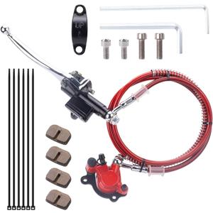 Motor Upgraded red Hydraulic Brake System The Left of The 7/8" Handlebars 50 inch Hose Compatible with Mini Bike Baja Doodlebug DB30 Minibikes Go Karts