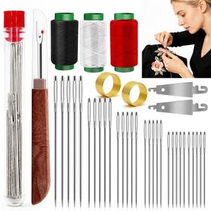 4 x JUNCHONG Sewing Set 39Pcs Sewing Tool Set, Big Eye Steel Sewing Needles Kit with 30 Needles & Seam Ripper, Beginner Sewing Work Set
