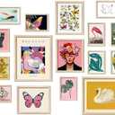 16 PCS Framed Eclectic Wall Art Decor, Modern Maximalist Home Gallery Wall Frame Set Prints for Bedroom Bathroom, Posters for Living Room Aesthetic, Colorful Dorm Artwork Collage Kit Pictures