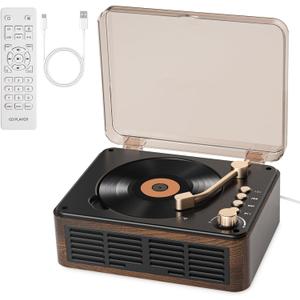Gueray CD Player with Speakers HiFi Stereo Sound for Home,Bluetooth Retro Wood CD Music Players FM Radio with Remote Control,Support USB & AUX Playback