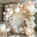 White Balloon Arch Double Stuffed White Sand Cream Beige Balloon Garland Kit Blush Nude Balloons for Neutral Baby Shower Gender Reveal Bridal Birthday Wedding Engagement Baptism Party Decorations