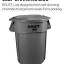 Rubbermaid Commercial Products BRUTE Heavy-Duty Round Trash/Garbage Lid, 20-Gallon, Black, Outdoor Waste Container for Home/Garage/Mall/Office/Stadium/Bathroom
