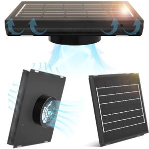 DC HOUSE Solar Vent Fan - Weatherproof Metal Shell Design, 5W Solar Powered Roof Fan without Battery - Up to 238 Sq Ft Coverage - Perfect for Small Sheds, Chicken Coops, Greenhouses, and Cabins