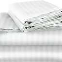 ROYALE LINENS 4 Piece California King Sheets Set - Soft Microfiber Bedding - 1 Fitted, 1 Flat Sheet, 2 Pillow Cases - Wrinkle Free & Fade Resistant - Hotel Luxury Bed Sheets (Stripe White, Cal King)