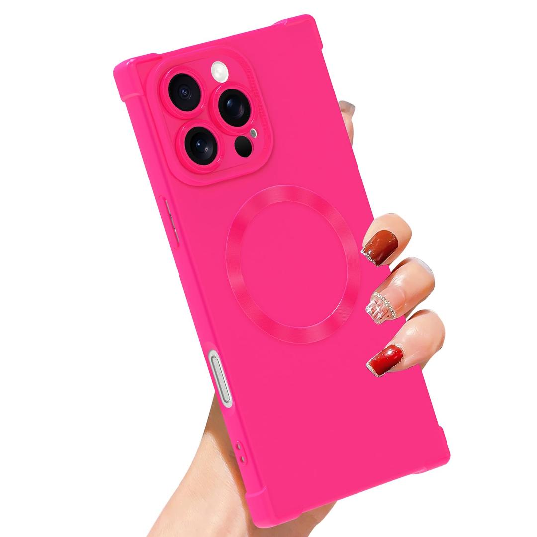 SAKUULO Magnetic Case for iPhone 16 Pro Max 6.9 Inch Slim Silicone Hotpink