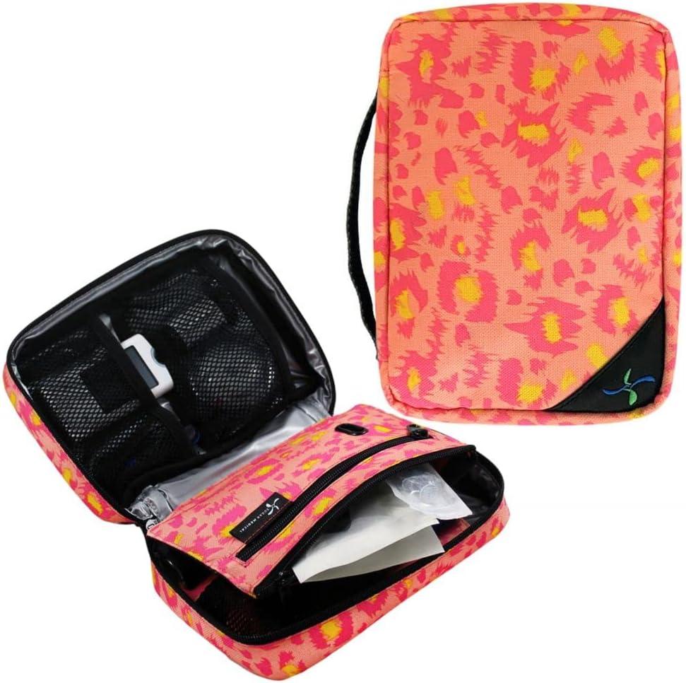 Sugar Medical Insulated Diabetes Organizer | Diabetes Supply Case | Diabetic Care Products | Diabetic Supplies Travel Bag | Insulin Pen Case | Glucose Meter Kit (Wild Pink)