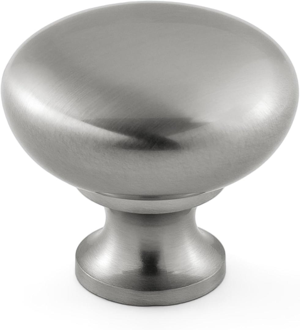 HESTIA HARDWARE 10 Pack 1-1/4 inch Diameter Satin Nickel Round Zinc Cabinet Knobs for Kitchen Bathroom Closet Dresser Cabinets Cupboard (Z1.10.S)