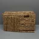 11x11in Wicker Storage Baskets Set of 5 Collapsible Water Hyacinth Basket for Organizing,Handwoven Woven Bins for Bedroom,Living Room,Shelves - Natural