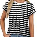 Alaroo Womens Summer Tops Short Sleeve Shirts Crew Neck Tshirt Cute Trendy Tunic Blouses (Black, XXL)