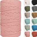 NOANTA 4mm 109yards Macrame Cord Meat Pink Cotton Rope for Wall Hanging, Plant Hangers, Crafts, Knitting