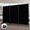 Room Divider Folding Privacy Screens with Wheels, 6FT Tall Divider for Room Separation, 3 Panel Movable Room Partitons and Dividers, Indoor Room Dividers Panel with Non-See Through Fabric for Office (3 Panel-102'', Black)