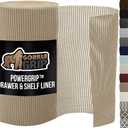 GORILLA GRIP powerGRIP Drawer Shelf and Cabinet Liner, Thick Strong Hold, Non-Adhesive Liners Protect Kitchen Cabinets and Cupboard, Bathroom Drawers, Easy Install, Breathable Mat, 12" x30', Beige