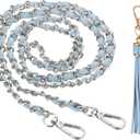 PATIKIL Purse Chain Strap, 47 Inch Leather Chain Straps Purse Strap Replacement Flat Chain Strap with Tassel for Crossbody Bag Handbag Woman, Light Blue/Silver