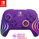 PDP Afterglow Wave Wireless Nintendo Switch Pro Controller with Motion Controls, Fully Licensed for Switch/OLED, Customizable LED Lighting, 30 Foot Range, 20 Hour Rechargeable Battery Power: Purple