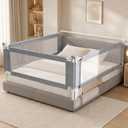 3-Piece Queen Size Bed Rail for Toddlers - Adjustable Baby Bed Rail Guard, Kids Safety Bed Rail for Queen Size Bed (78.7"x78.7"x60"-Grey)