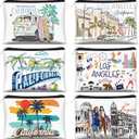 Reginary 6 Pcs Texas Cosmetic Bag Souvenir Gifts California Makeup Bag Florida Souvenir Gifts Zipper Pouch for Women Traveler Party Favors