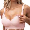 As Fairy Nursing Bras for Breastfeeding Wavy Seamless Comfort Maternity Bralette Wireless Pregnancy Sleep Bra with Support (Medium, Oyster Pink)