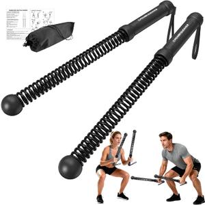 POWER GUIDENCE 2pcs Ropeless Battle Ropes for Home Gym, Portable Battle Ropes for HIIT Workouts, Small Space, Travel & Apartment Training Equipment for Men & Women (Black)