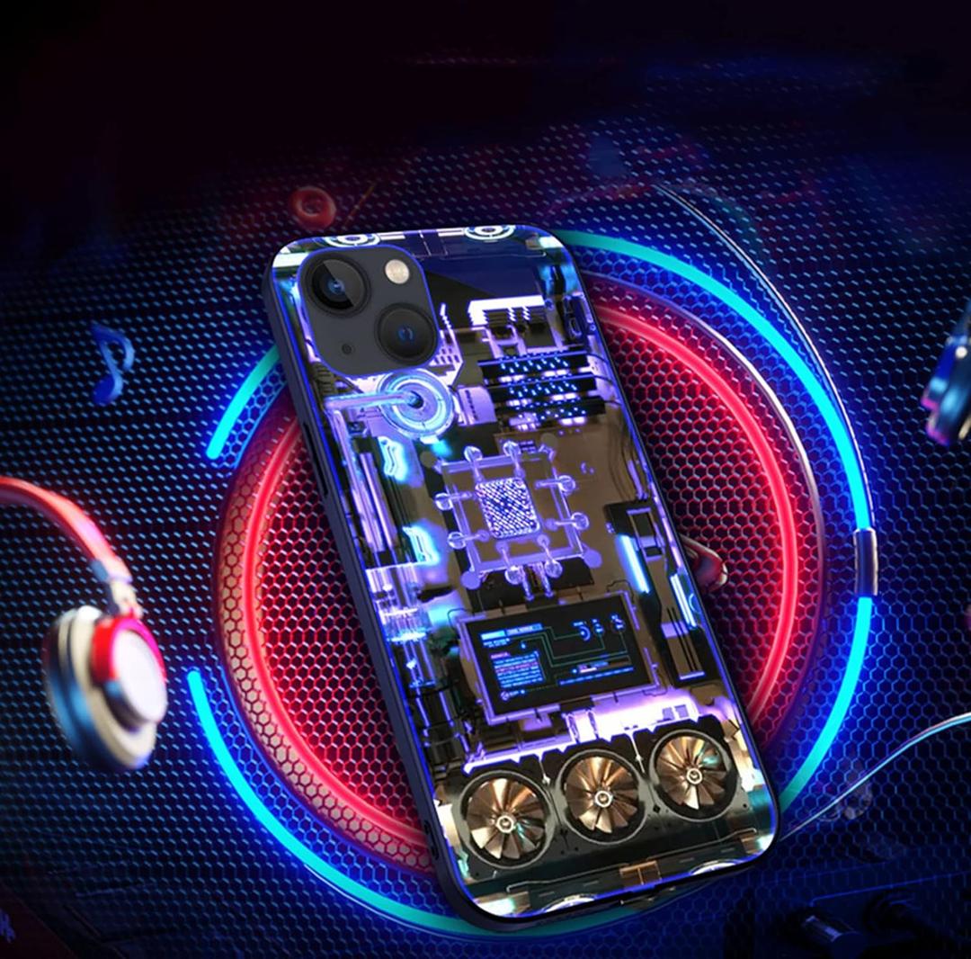 Compatible iPhone 14 Pro Case Colorful Glowing Tempered Glass Back Cover Bumper Shockprooffor Cool Women and Trendy Menfor iPhone Luminous Case forCall Music FlashSend Tempered Film (Mechanical) Compatible iPhone 14 Pro Case Colorful Glowing Tempered Glass Back Cover Bumper Shockprooffor Cool Women and Trendy Menfor iPhone Luminous Case forCall Music FlashSend Tempered Film (Mechanical)