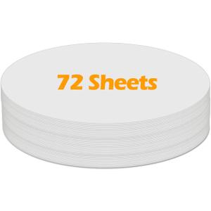 Ezyaid White Cardstock Paper Circles for DIY Arts and Crafts, Thick Cardstock 6 Inches Cutout Round Shape, Circular 92lb/250gsm Pre-Cut Heavy Card Stock 72 Sheets for School Crafting Supplies