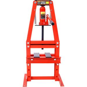 6 Ton Shop Press with Press Plates, A-Frame Hydraulic Press Height Adjustable, Heavy Duty Hydraulic Power Unit for Auto Repair Shops, Mechanical Workshops, Garages, Basements (Red)