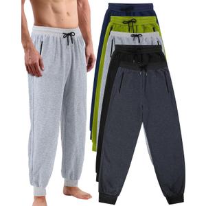 Chuarry 5 Pack Mens Sweatpants Lightweight Fleece Jogger Active Athletic Pants with Zipper bags and Drawstring (X-Large)