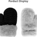 Kids Toddler-Winter-Knit-Mittens Warm Thick Fleece Snow Gloves for Cold Weather Outdoor 2-6Years Boys Girls (Black)