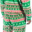 Forever Lazy Footed Adult Onesies, One-Piece Pajama Jumpsuits for Men and Women, Unisex. with Detachable Feet. (XX-Small, Red and Green Holiday Print)