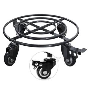 2 Pack 14" Metal Plant Caddy Iron Potted Plant Stand with Metal Lockable Wheels Round Flower Pot Rack No Wheels Indoor Outdoor Planter Trolley Casters Rolling Tray Coaster (14")