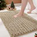 Yimobra Bathroom Rugs Non Slip Washable 24x17 Inch - Ultra Soft Absorbent Chenille Bath Mat, Quick Dry Shaggy Floor Carpet for Tub Shower, Camel Home Decor Accessories