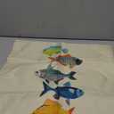 Cotton Linen Square Decorative Fashion Throw Pillow Case Cushion Cover Colorful Fish (20 X 20, Beige)