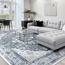 RELEANY Area Rugs 8'x10' Washable Non-Slip, Floral Vintage Distress Print Pattern Medallion Carpet for Living Room Bedroom Dining Room, Light Yellow Carbon Grey Orange