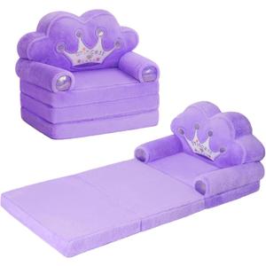 MOONBEEKI Toddler Chair ComfyFoldable Princess Couch for Girl, Toddler Recliners for Kids Over 18 Months, Kids Furniture for Bedroom and Playroom, Purple