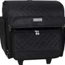 Everything Mary Deluxe Rolling Craft Bag with Wheels Collapsible Black Quilted Scrapbook Tote for Art & Sewing Mobile Storage for Crafters, Teachers, Nurses Stylish & Durable Organizer, 
14.5 x 9 x 13.5 inches