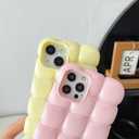 Caseative for iPhone 14 Pro Case,3D Cube Grid Candy Color Soft Phone Case (Yellow)