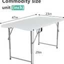 FDW 4FT Folding Table Half Portable Foldable Table Picnic Table for Office Home Camping Party (White, 4 FT)
