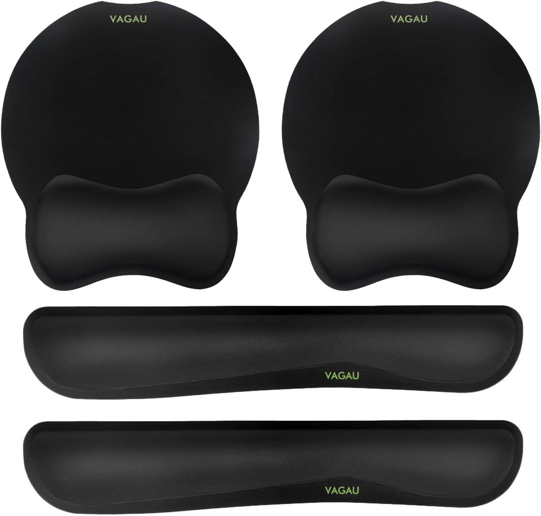 VAGAU Premium Keyboard Wrist Rest and Mouse Pad Wrist Support, Ergonomic Memory Foam Set for Office, Laptop, Mac, Computer and Gaming, Comfortable Typing &Wrist Pain Relief (2 Pack)