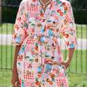 PRETTYGARDEN Womens Rompers for Summer 2025 Beach Vacation Clothes Short Sleeves Floral Jumpsuits Beach Cover Up (XL)