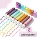 Mr. Pen- Glitter Highlighters, 8 Pack, Pastel & Metallic Colors, Chisel Tip Glitter Highlighter Markers for Journaling, Notes, Planners & Creative Highlighting