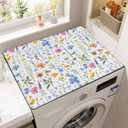 Floral Washing Machine Dust Cover Pad, Non-slip Washer and Dryer Covers for The Top, Protector Mat for Washer Dryer Floral Home Decor, 23.6" x 19.7"