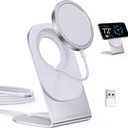 Magnetic Wireless Charger Mag-Safe Charger for iPhone 16/15/14/13/12 Series Convertible Magnet Wireless Charging Stand/Pad with 5ft Cable for iPhone and AirPods 2/3/Pro 2/Pro (White Mag-safe Charger)